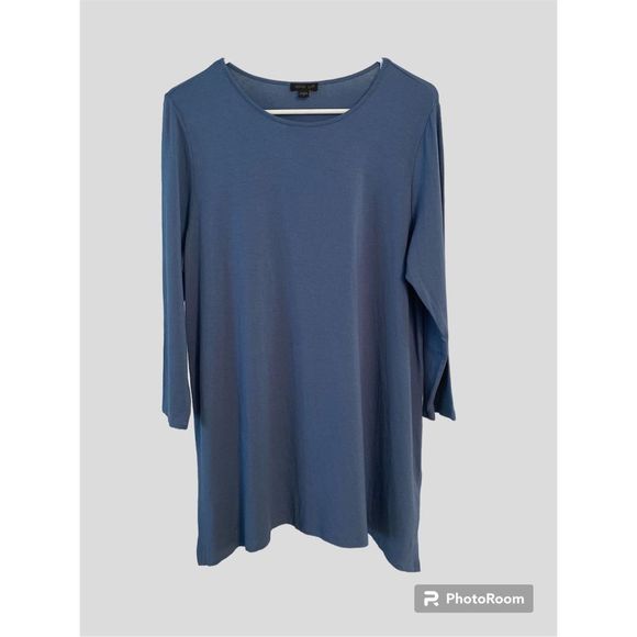 J.Jill Wearever Collection 3/4 Sleeve Boat Neck Tunic Sz Med. Dusty Blue - Picture 1 of 7